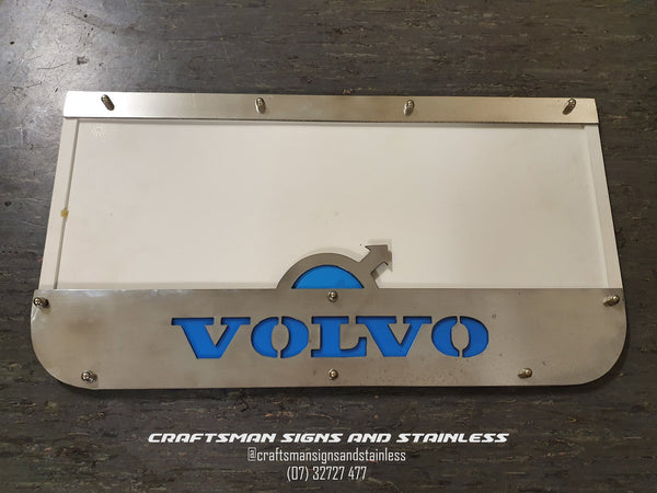 Custom Stainless Steel Mudflap Counterweights VOLVO LOGO