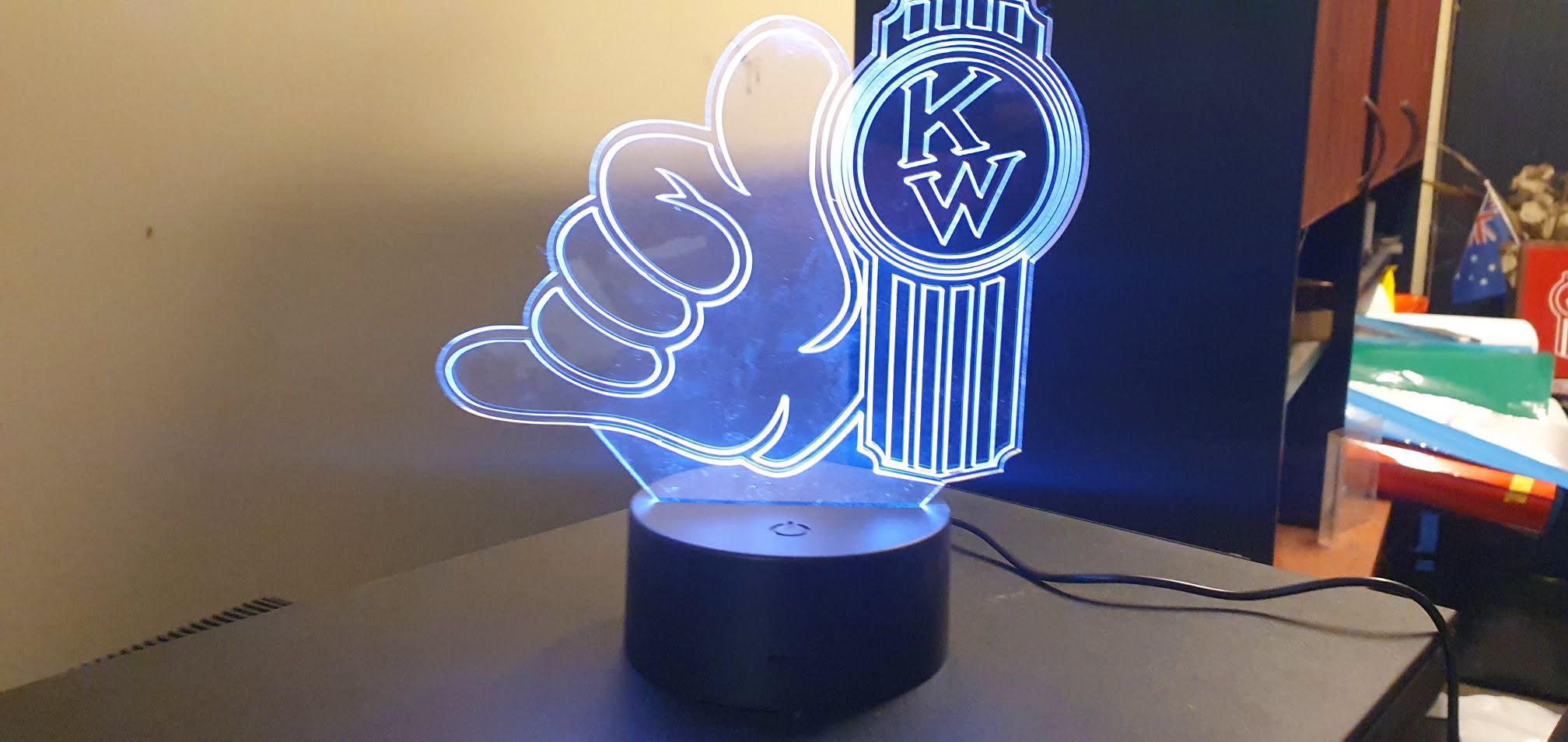Acrylic 'edge lit 'SHAKA' with 'Crooked' KW logo