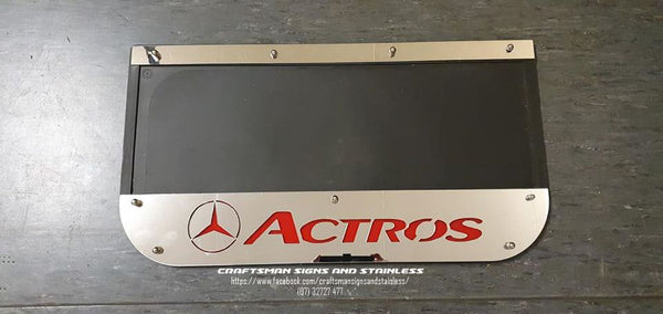 Custom Stainless Steel Mudflap Counterweights Mercedes Benz 'ACTROS'