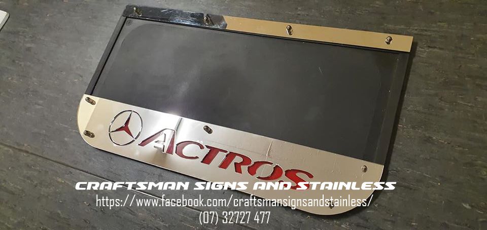 Custom Stainless Steel Mudflap Counterweights Mercedes Benz 'ACTROS'
