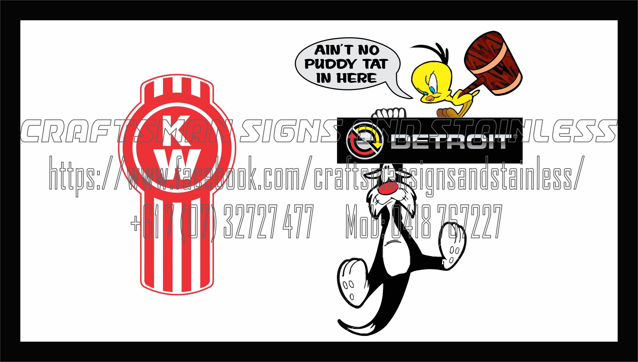 Bar/ Desk Mat Detroit Diesel 'AINT NO PUDDY TAT IN HERE' 3
