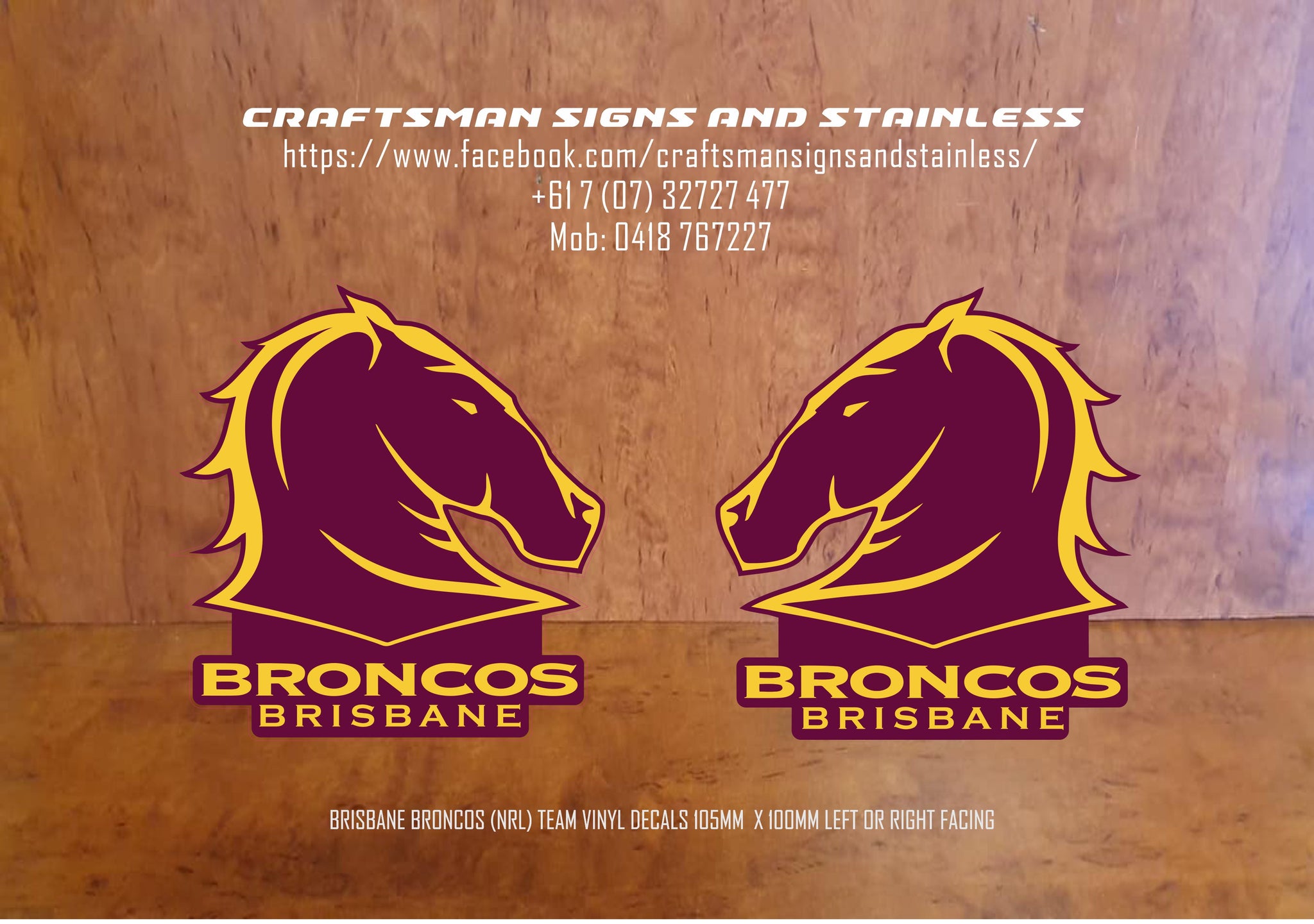 Brisbane 'BRONCOS' Decal 100mm x 100mm