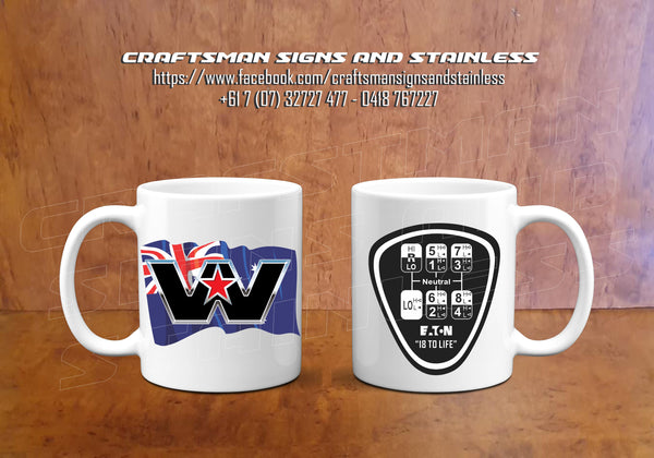 Custom white ceramic Western Star Coffee Mug "18 to Life"