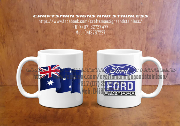 Custom white ceramic Coffee Mug FORD Trucks LTN 9000