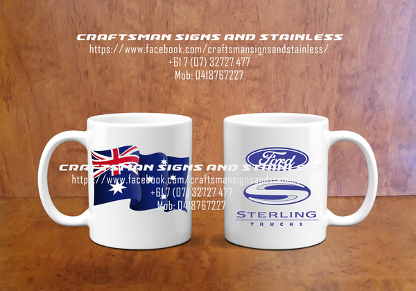 Custom white ceramic Coffee Mug FORD Trucks STERLING