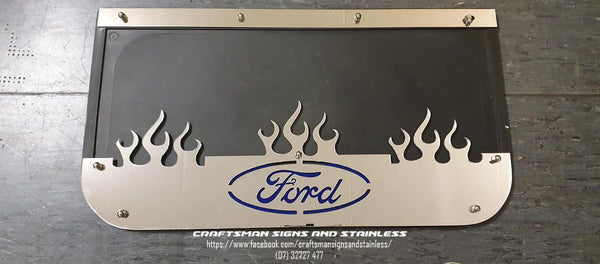 Custom Stainless Steel Mudflap Counterweights FORD Flames