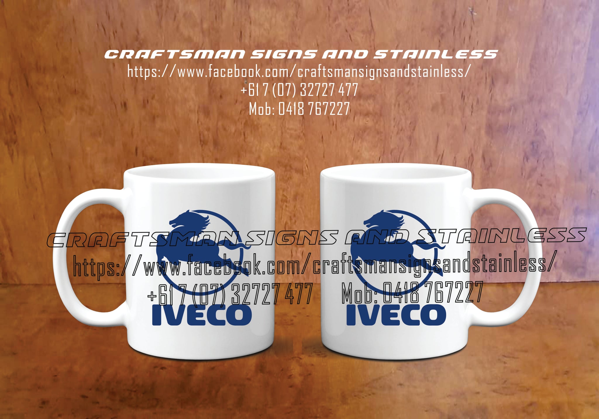 Custom white ceramic Coffee Mug IVECO Truck LOGO