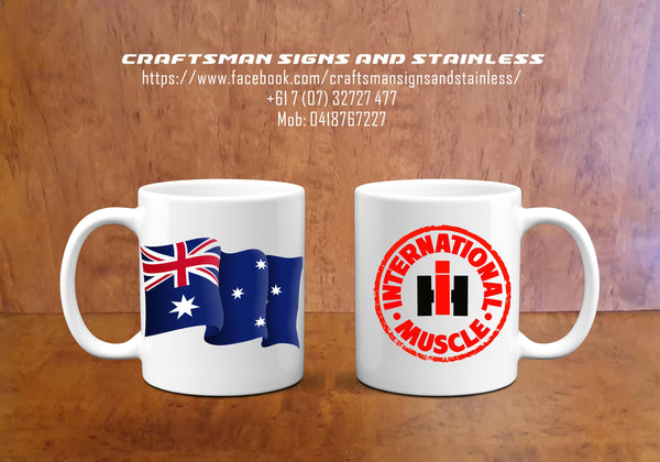 Custom white ceramic Coffee Mug INTERNATIONAL MUSCLE