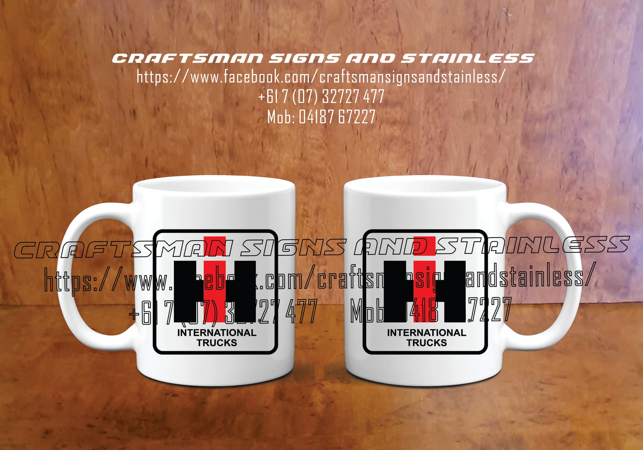 Custom white ceramic Coffee Mug INTERNATIONAL TRUCKS
