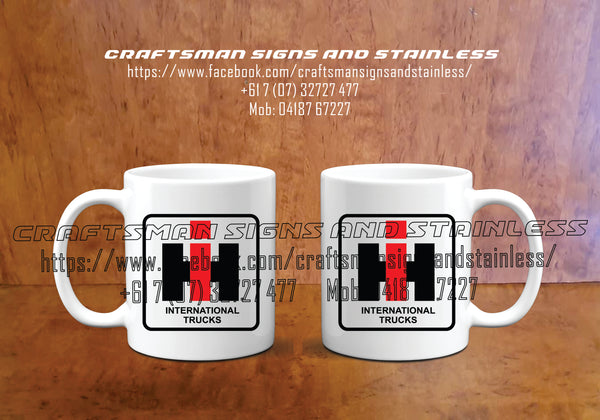 Custom white ceramic Coffee Mug INTERNATIONAL TRUCKS