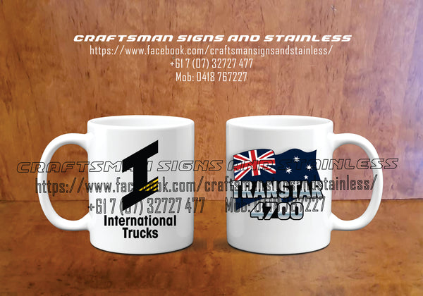 Custom white ceramic Coffee Mug INTERNATIONAL TRANSTAR
