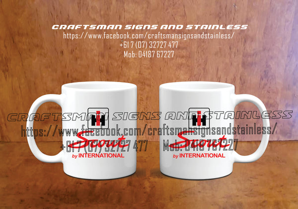 Custom white ceramic Coffee Mug INTERNATIONAL 'SCOUT'