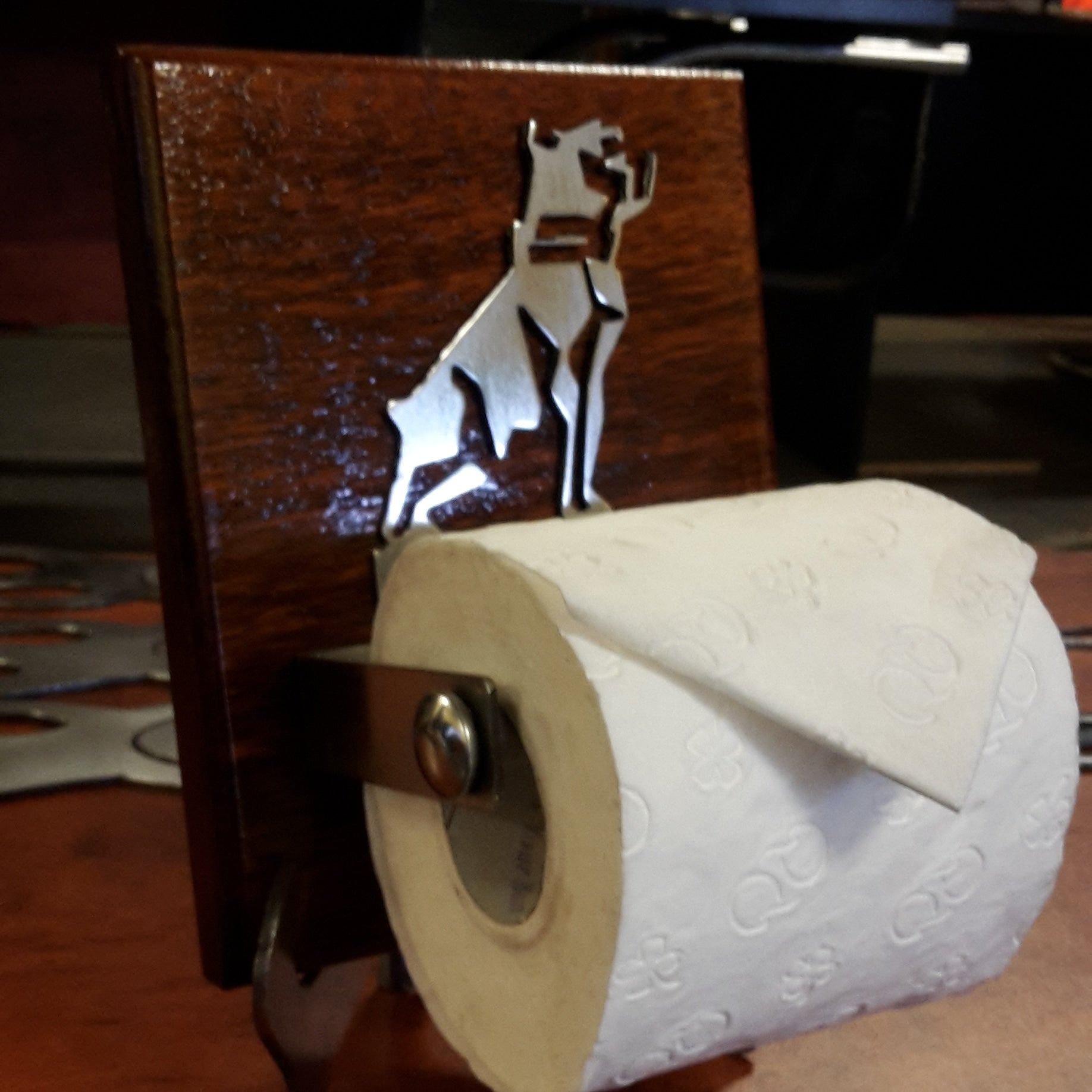 Custom Stainless Steel MACK toilet roll holder