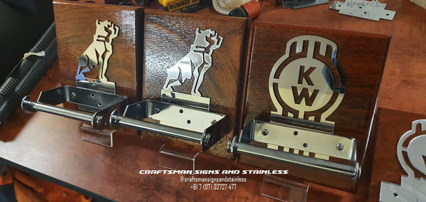 Custom Stainless Steel Kenworth Logo toilet roll holder