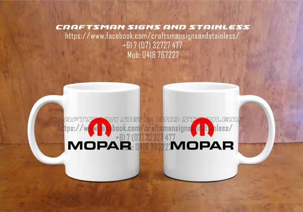 Custom white ceramic Coffee Mug 'MOPAR'