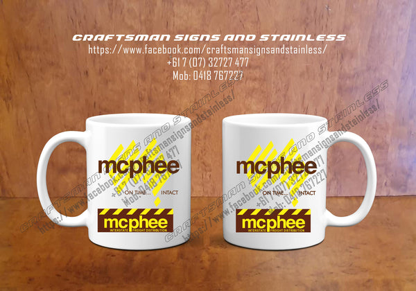 Custom white ceramic Coffee Mug McPhee Transport