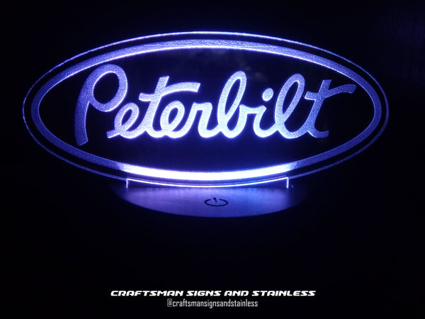 Edge lit acrylic light, Peterbilt Truck Logo oval