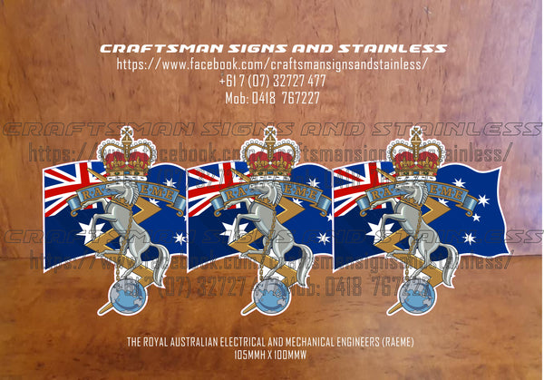 RAEME Corps Badge and National Flag Decal