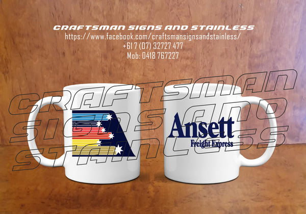 Custom white ceramic Coffee Mug Retro ANSETT Freight Express