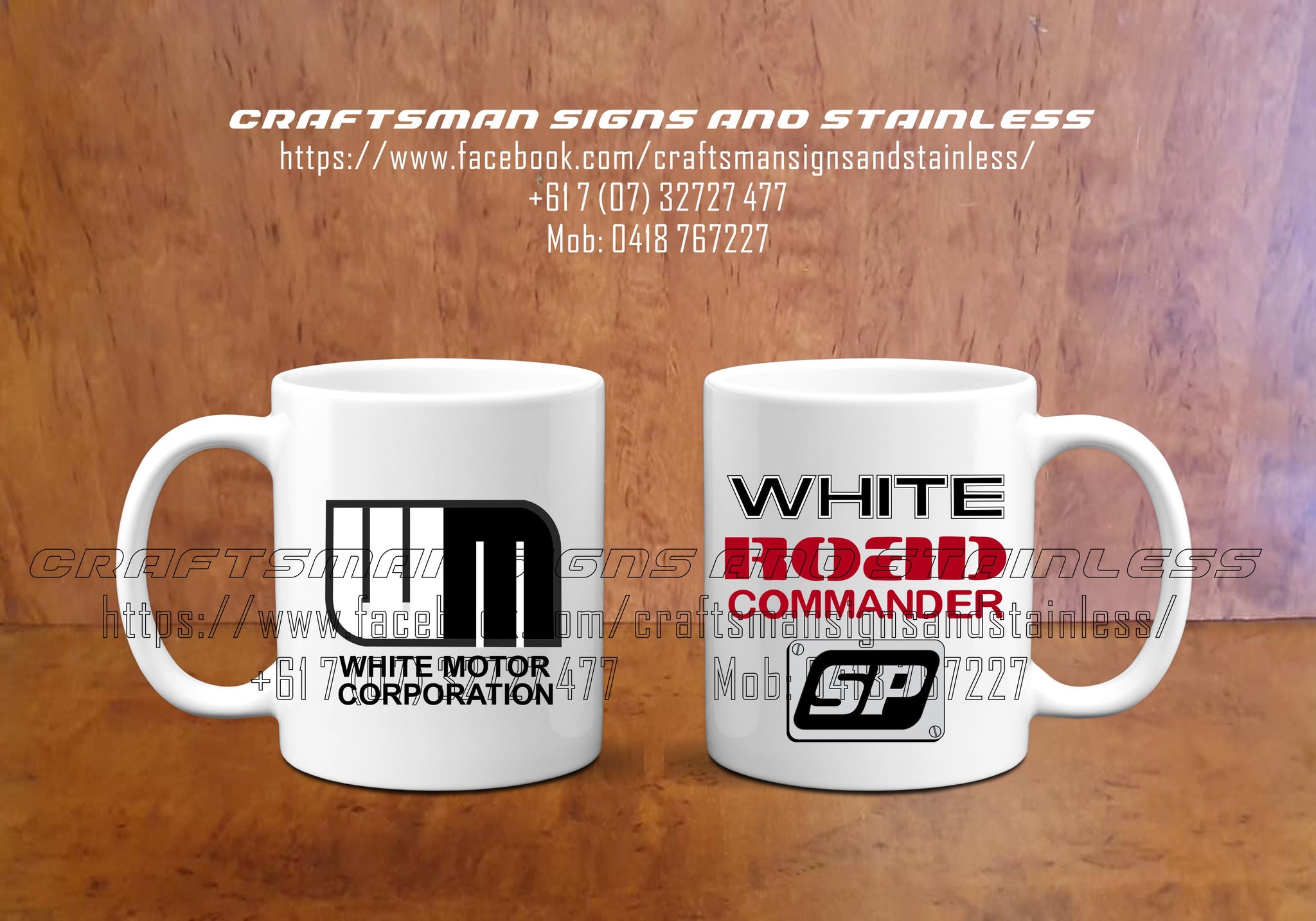 Custom white ceramic WHITE SP 'Road Commander' Coffee Mug.