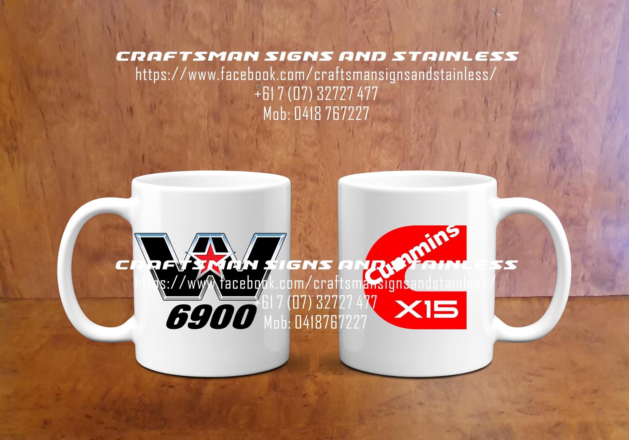 Custom white ceramic Western Star Coffee Mug 6900