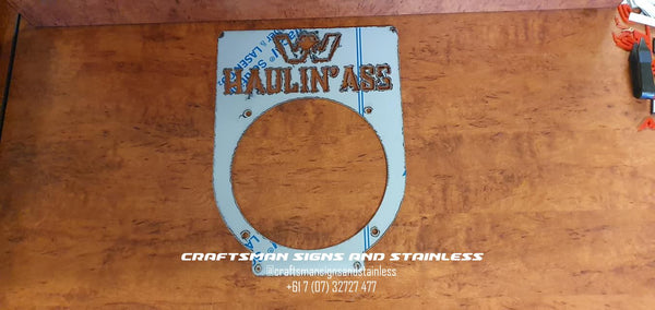 Stainless steel shift surround WESTERN STAR 'Haulin' Ass'