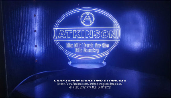 Edge lit acrylic light, Atkinson Truck