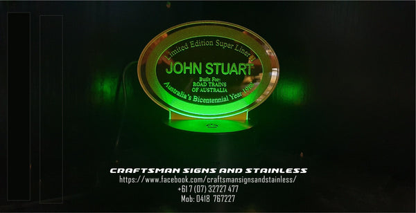 Acrylic edge lit MACK Bi Centennial SUPERLINER II 'JOHN STUART'