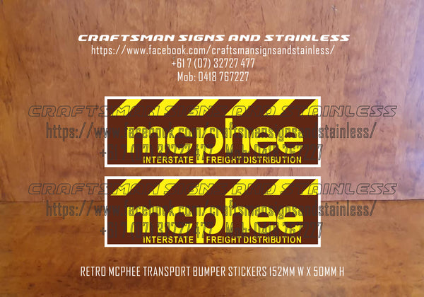 McPhee Interstate Freight Distribution Transport Decals