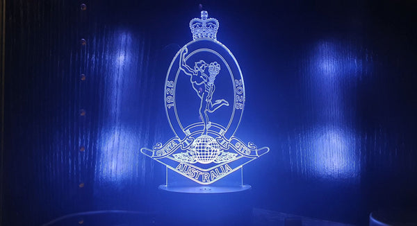 Edge lit acrylic light, Military RASIGS ANNIVERSARY