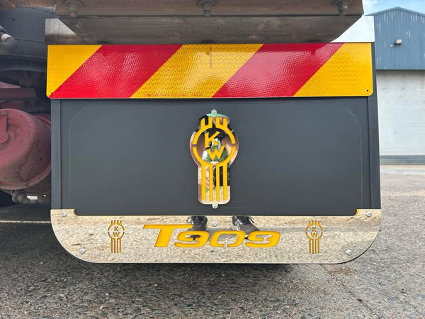 Custom Stainless Steel Mudflap Counterweights T909 Yellow