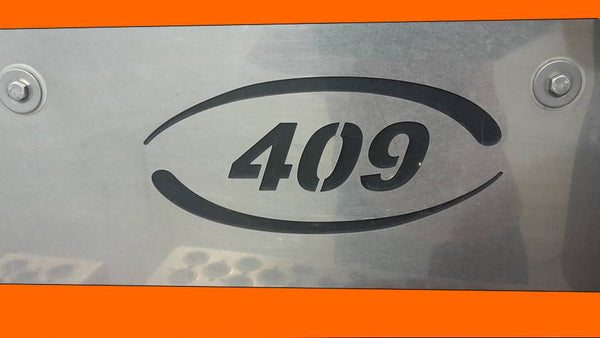 S/S kick plate Kenworth newer 409's and 609's LHS