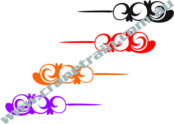 Decal, blinged scroll, old school, 'standard'