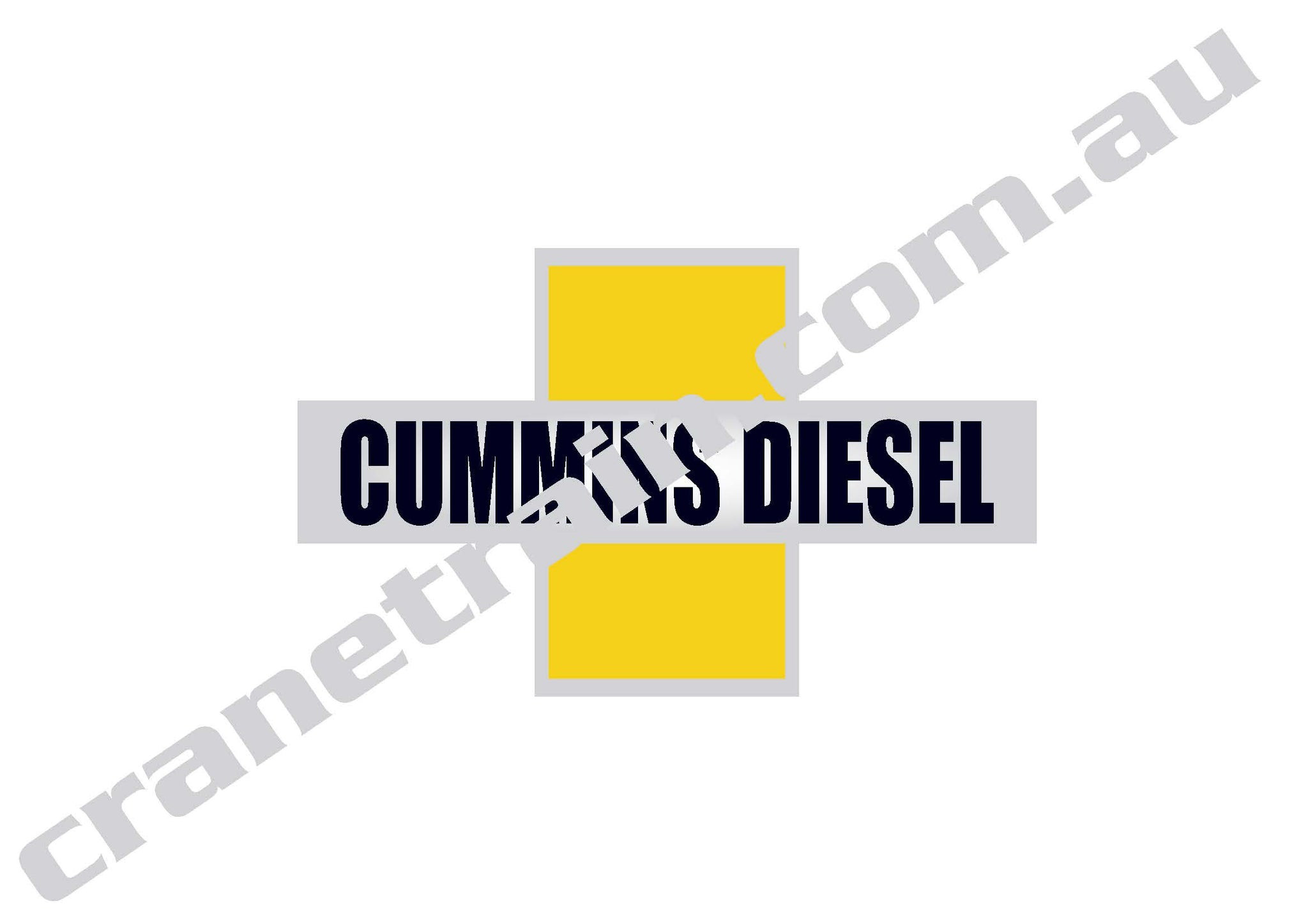 Decal, CUMMINS DIESEL yellow on silver/chrome cut vinyl